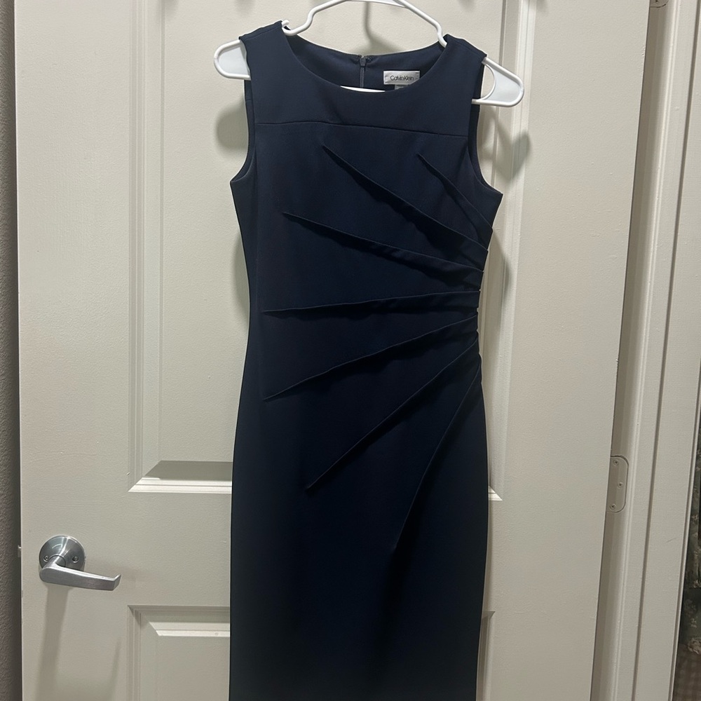 Calvin Klein Blue Ruched Sheath Dress